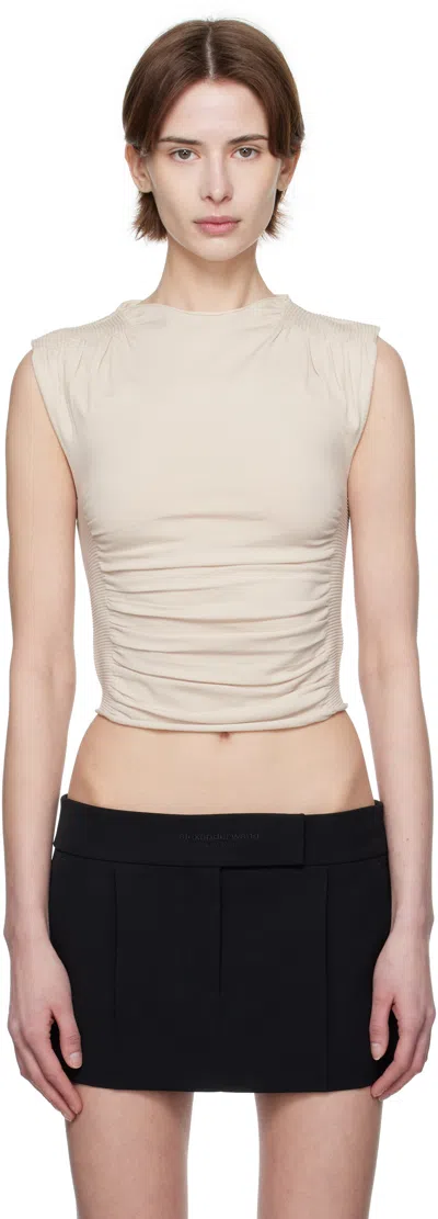 ALEXANDER WANG BEIGE RUCHED TANK TOP