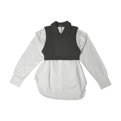 ALEXANDER WANG ALEXANDER WANG BI-LAYER MERINO WOOL BLEND VESTED OXFORD SHIRT