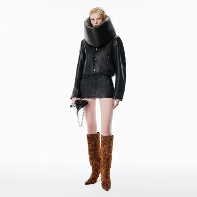 ALEXANDER WANG ブラック ウォーン モトレザー ミニスコート