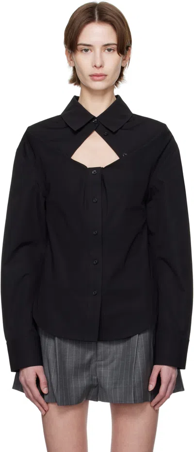ALEXANDER WANG BLACK DECONSTRUCTED BUTTON-UP SHIRT