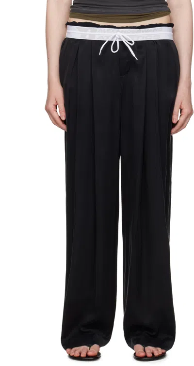 ALEXANDER WANG BLACK PRE-STYLED TURN-DOWN WAISTBAND TROUSERS