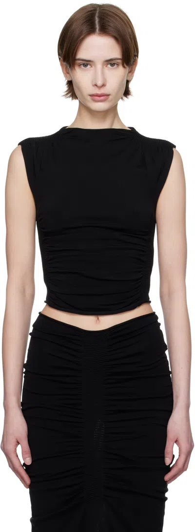 ALEXANDER WANG BLACK RUCHED TANK TOP
