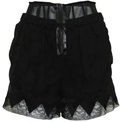 ALEXANDER WANG CORSET LACE SHORTS IN BLACK SILK