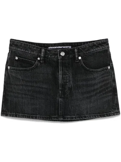 ALEXANDER WANG CRYSTAL DENIM MINI SKIRT