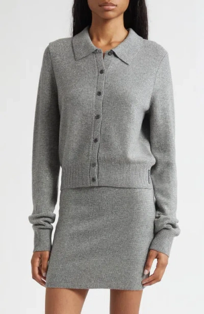 ALEXANDER WANG ALEXANDER WANG CRYSTAL HOTFIX WOOL BLEND POLO CARDIGAN