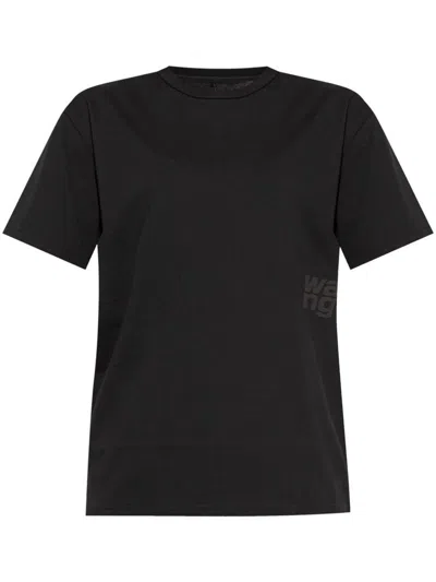 ALEXANDER WANG ALEXANDER WANG ESSENTIAL JSY SS T-SHIRT W/ PUFF LOGO & BOUND NECK