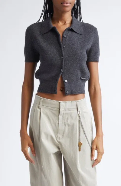 ALEXANDER WANG ALEXANDER WANG LOGO SHORT SLEEVE WOOL CROP CARDIGAN