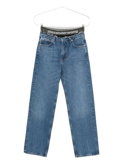 ALEXANDER WANG LOGO-WAISTBAND JEANS