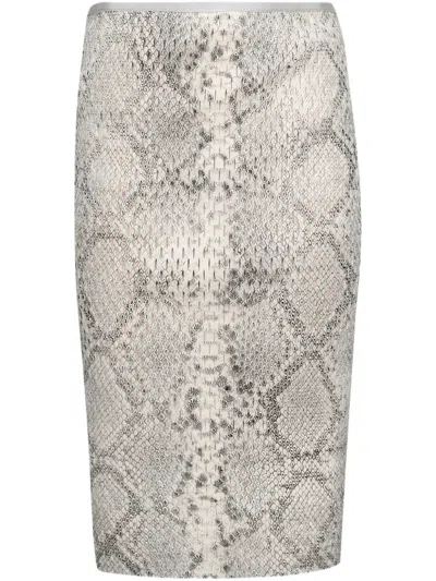 ALEXANDER WANG SNAKE-PRINT PENCIL SKIRT