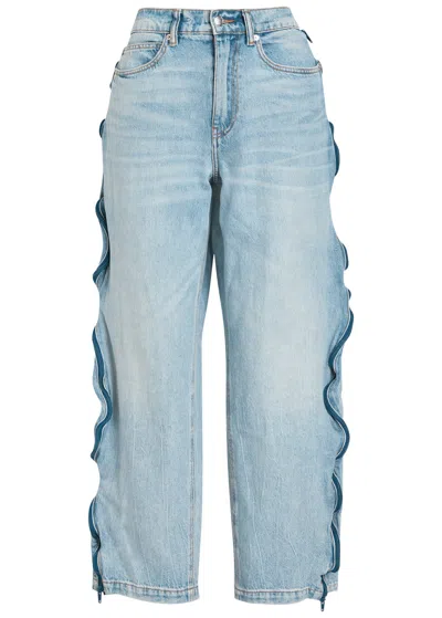 ALEXANDER WANG T ALEXANDERWANG.T ZIP-EMBELLISHED BARREL-LEG JEANS
