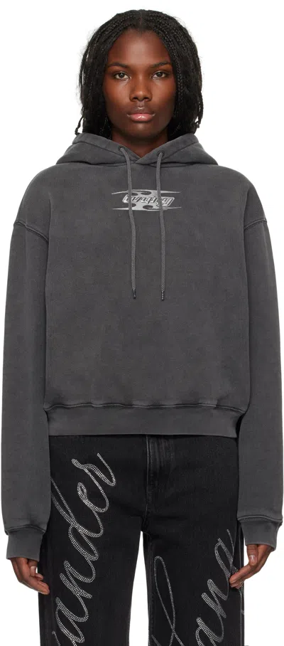 ALEXANDER WANG T GRAY BLADE LOGO-EMBOSSED HOODIE