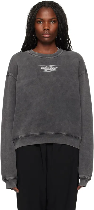 ALEXANDER WANG T GRAY BLADE LOGO-EMBOSSED SWEATSHIRT
