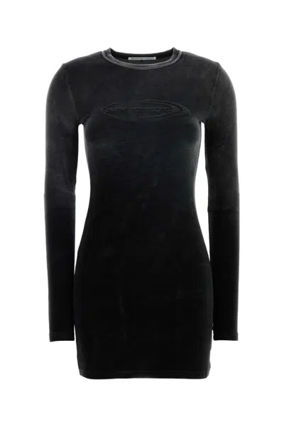 ALEXANDER WANG T T BY ALEXANDER WANG BLACK STRETCH TERRY FABRIC MINI DRESS