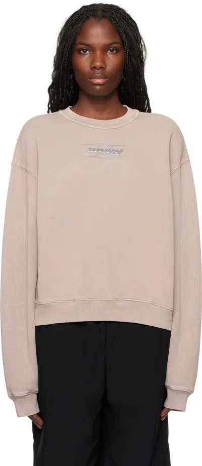 ALEXANDER WANG T TAUPE BLADE LOGO-EMBOSSED SWEATSHIRT