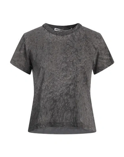 ALEXANDER WANG ALEXANDER WANG WOMAN T-SHIRT CHARCOAL SIZE L COTTON, HEMP, ELASTANE
