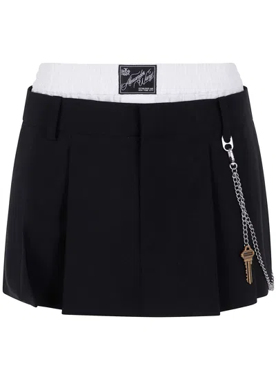 ALEXANDER WANG ALEXANDER WANG WOMEN PRE-STYLED PLEATED SKORT WITH CHAIN