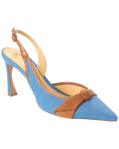 ALEXANDRE BIRMAN ALEXANDRE BIRMAN CLARITA 85 DENIM & LEATHER SLINGBACK PUMP