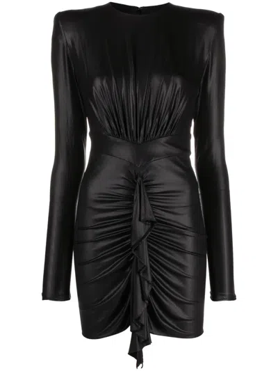ALEXANDRE VAUTHIER GATHERED RUFFLED SATIN-JERSEY MINIDRESS