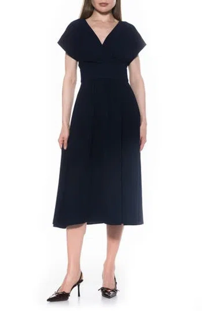 ALEXIA ADMOR ALEXIA ADMOR AVA SHORT SLEEVE FIT & FLARE MIDI DRESS