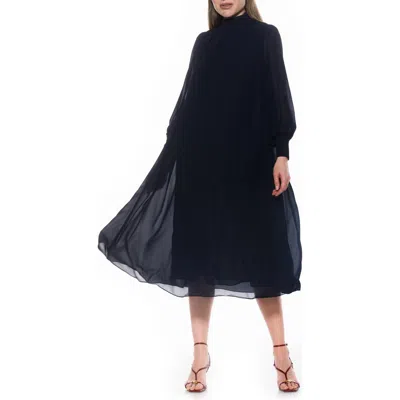 ALEXIA ADMOR ALEXIA ADMOR KEHLANI LONG SLEEVE CHIFFON MIDI DRESS