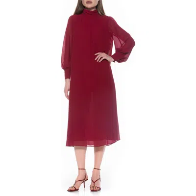 ALEXIA ADMOR ALEXIA ADMOR KEHLANI LONG SLEEVE CHIFFON MIDI DRESS