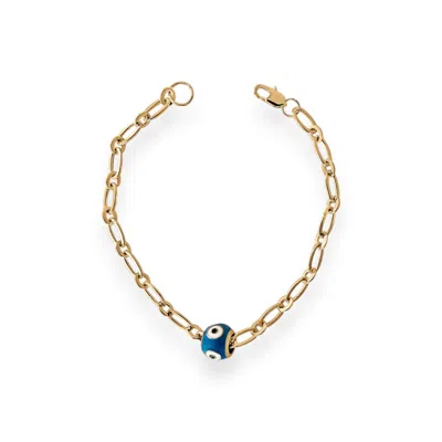 ALEXIE OF ATHENS WOMEN'S BLUE EVIL EYE BEAD CHAIN BRACELET