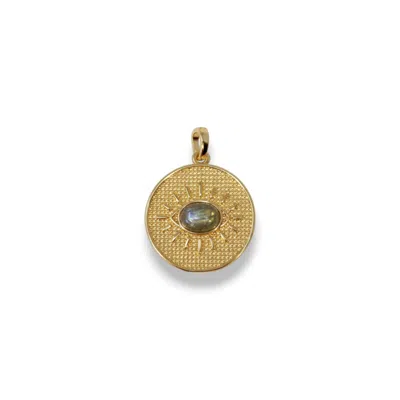 ALEXIE OF ATHENS WOMEN'S GOLD PROTECTION LABRADORITE EVIL EYE MEDALLION