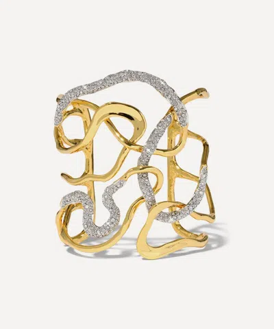 ALEXIS BITTAR ALEXIS BITTAR 14CT GOLD-PLATED SOLANALES CRYSTAL INTERTWINED CUFF BRACELET
