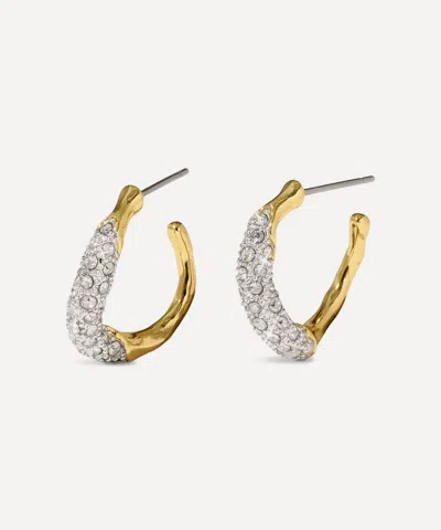 ALEXIS BITTAR ALEXIS BITTAR 14CT GOLD-PLATED SOLANALES CRYSTAL TWIST MINI HOOP EARRINGS