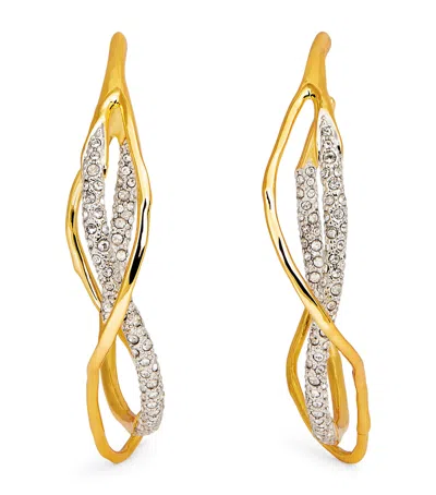 ALEXIS BITTAR GOLD-PLATED PAVÉ CRYSTAL INTERTWINED HOOP EARRINGS