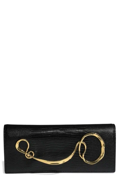 ALEXIS BITTAR ALEXIS BITTAR TWISTED SIDE HANDLE LEATHER CLUTCH