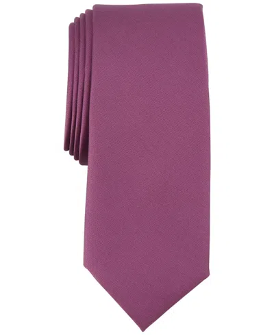 ALFANI 1AFC0-4050 NECKTIE MEN'S DARK PINK POLYESTER SOLID TEXTURE SLIM MXX127