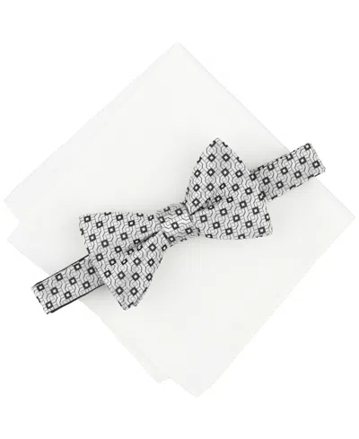ALFANI MEN'S ALENE GEO-PATTERN BOW TIE & SOLID POCKET SQUARE SET, EXCLUSIVELY AT MACY'S