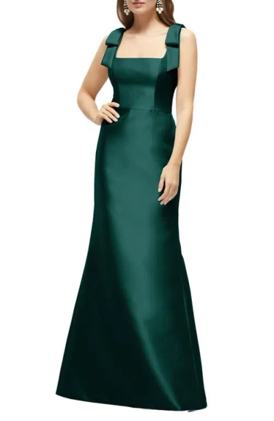ALFRED SUNG ALFRED SUNG BOW STRAP SATIN TWILL TRUMPET GOWN