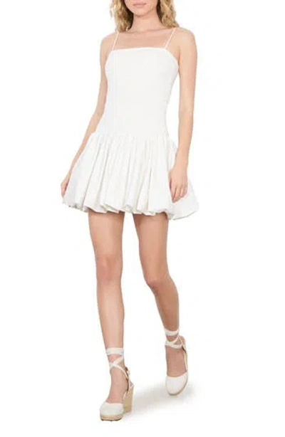 ALICE AND OLIVIA ALICE + OLIVIA ARDEN SMOCKED DROP WAIST BUBBLE HEM MINIDRESS