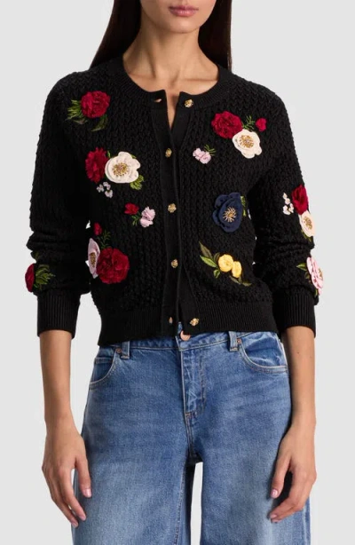 ALICE AND OLIVIA ALICE + OLIVIA DOLLIE FLORAL WOOL BLEND CARDIGAN