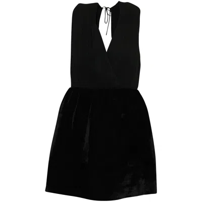 ALICE AND OLIVIA ALICE + OLIVIA OPEN BACK-TIE DRESS IN BLACK SILK