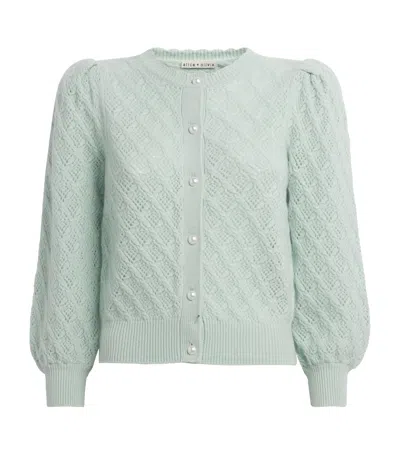 ALICE AND OLIVIA CASHMERE PUFF-SLEEVE DORIS CARDIGAN