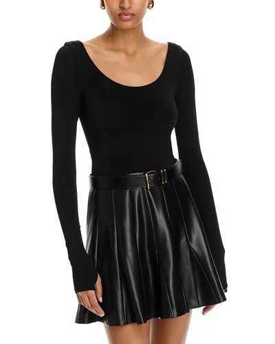 ALICE AND OLIVIA ALICE AND OLIVIA CHARA FAUX LEATHER LONG SLEEVE DRESS