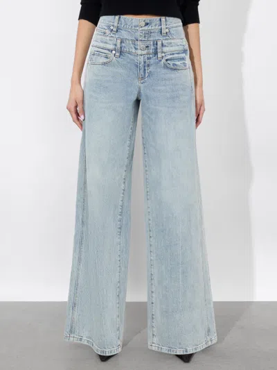 ALICE AND OLIVIA COOL DOUBLE WAISTBAND JEAN