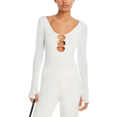 ALICE AND OLIVIA KALENA WOMENS RHINESTONE CUT-OUT BODYSUIT