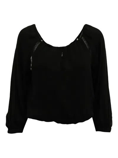 ALICE AND OLIVIA LACE-DETAIL SILK BLOUSE