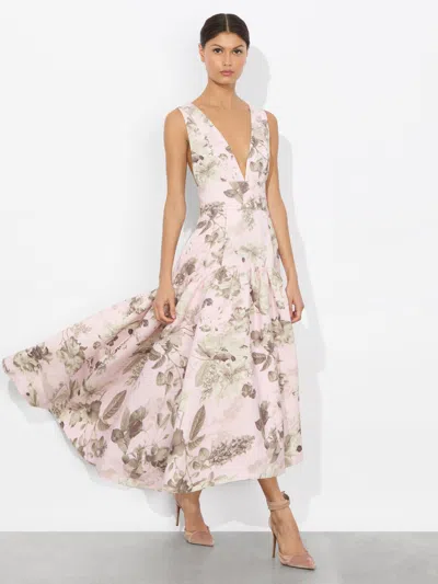 ALICE AND OLIVIA LILA STRUCTURED MIDI DRESS