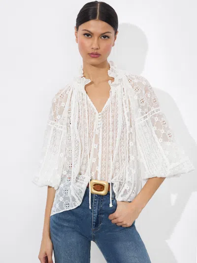 ALICE AND OLIVIA NORAH EYELET BLOUSE