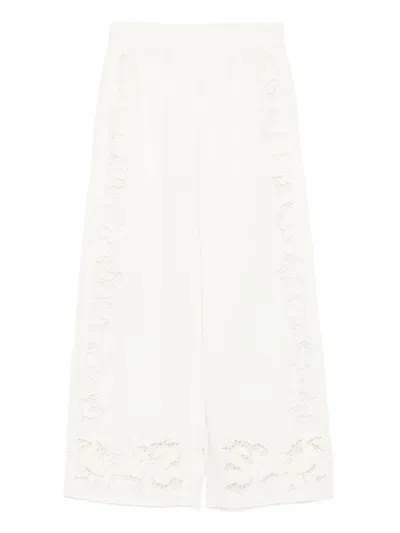 ALICE AND OLIVIA TANYA EMBROIDERED EYELET TROUSERS