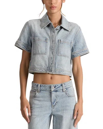 ALICE AND OLIVIA ALICE AND OLIVIA TESHA DENIM CROPPED TOP