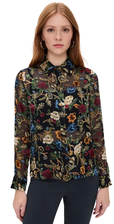 ALICE AND OLIVIA WILLA TOP TAPESTRY TRAILS SM BLACK