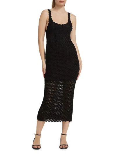 ALICE AND OLIVIA WOMEN'S BRAY CROCHET SCOOPNECK MIDI-DRESS