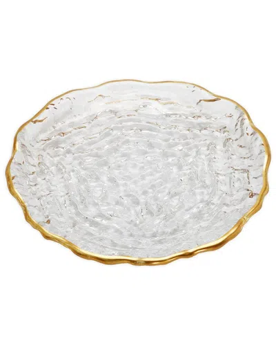ALICE PAZKUS ALICE PAZKUS CRUSHED GLASS DESSERT PLATES WITH GOLD RIM SET OF 4