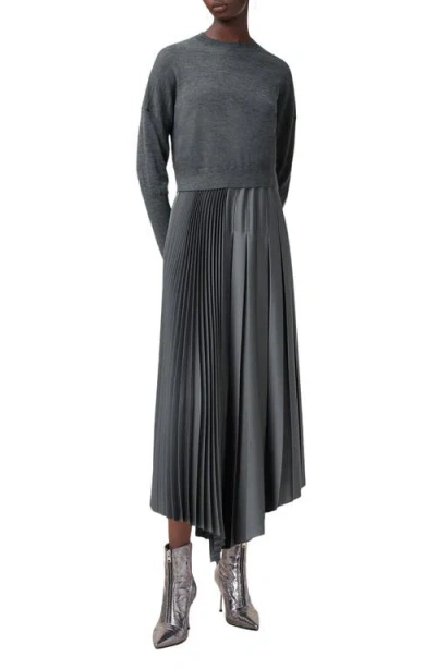 ALLSAINTS ALLSAINTS ADRIANA ASYMMETRIC PLEATED DRESS AND SWEATER SET